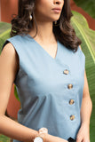 Light Blue Pure Cotton Vest Coat (Top) GulaboSitabo
