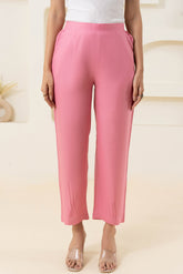 Pink Solid Viscose Pant with Pleated Bottom GulaboSitabo