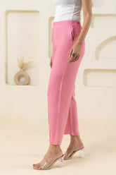 Pink Solid Viscose Pant with Pleated Bottom GulaboSitabo