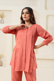 Peach Pleated Flared Solid (Top) GulaboSitabo