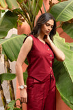 Maroon Pure Cotton Vest Coat (Top) GulaboSitabo