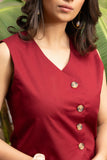 Maroon Pure Cotton Vest Co-ord Set GulaboSitabo