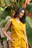 Mustard Pure Cotton Vest Coat (Top) GulaboSitabo