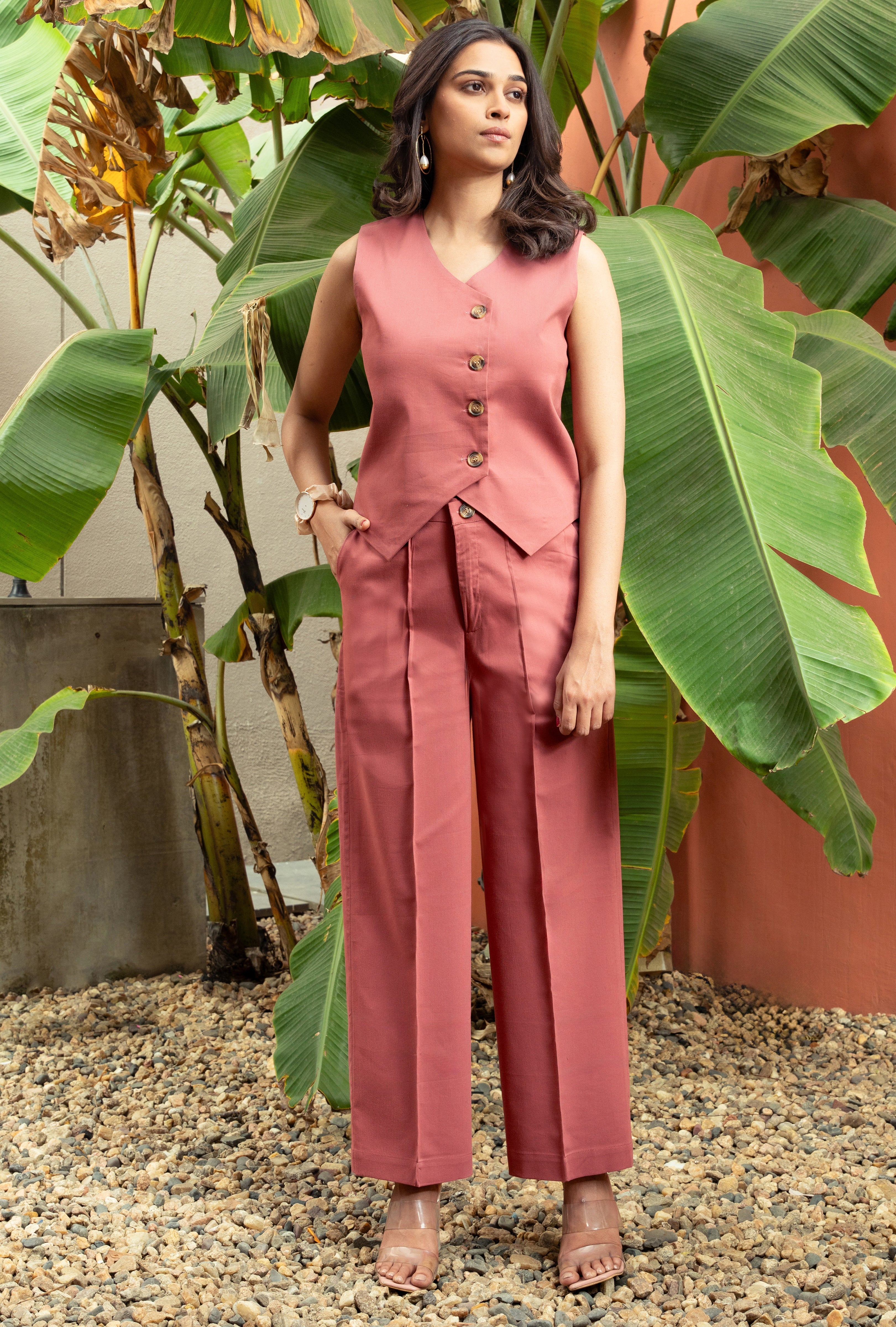 Mauve Pure Cotton Vest Co-ord Set GulaboSitabo