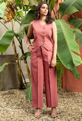 Mauve Pure Cotton Vest Co-ord Set GulaboSitabo