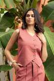 Mauve Pure Cotton Vest Coat (Top) GulaboSitabo