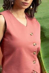 Mauve Pure Cotton Vest Coat (Top) GulaboSitabo