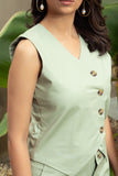 Pista Green Pure Cotton Vest Coat (Top) GulaboSitabo