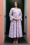 White Floral Printed Pure Cotton Dress GulaboSitabo
