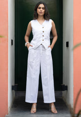 White Pure Cotton Vest Co-ord Set GulaboSitabo