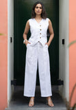 White Pure Cotton Vest Co-ord Set GulaboSitabo