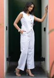 White Pure Cotton Vest Coat (Top) GulaboSitabo
