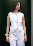 White Pure Cotton Vest Coat (Top) GulaboSitabo