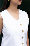 White Pure Cotton Vest Co-ord Set GulaboSitabo