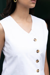 White Pure Cotton Vest Coat (Top) GulaboSitabo