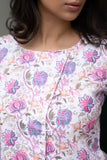 White Cross Pattern Pure Cotton Floral Pure Cotton Top GulaboSitabo