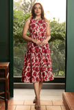 Maroon Halter Neck Pure Cotton Abstract Floral Dress GulaboSitabo
