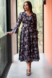 Slate Black Floral Printed Pure Cotton Dress GulaboSitabo