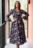 Slate Black Floral Printed Pure Cotton Dress GulaboSitabo