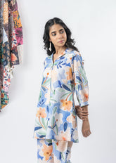 Sky Blue Printed Pure Cotton Top GulaboSitabo