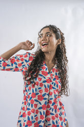 Off White Pure Cotton Floral Printed Top GulaboSitabo