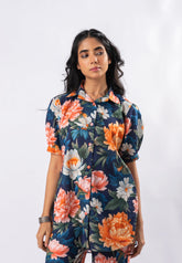 Bold Floral Buttoned Down Pure Cotton Printed Top GulaboSitabo