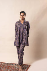 Purple Printed Pure Cotton Flared Top GulaboSitabo