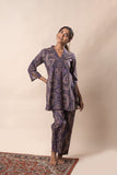 Purple Printed Pure Cotton Flared Top GulaboSitabo