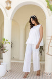 Pure Cotton White Pleated Sleeveless Co-ord Set
