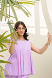 Pure Cotton Lavender Pleated Sleeveless Co-ord Set