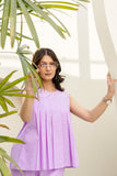 Pure Cotton Lavender Pleated Sleeveless Co-ord Set GulaboSitabo