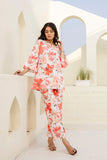 Off White Floral Printed Night Wear Co-ord set GulaboSitabo