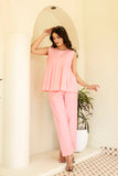 Pure Cotton Baby Pink Pleated Sleeveless Co-ord Set GulaboSitabo
