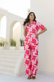 Pink Petal Pop Printed Night Wear Co-ord set