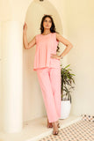 Pure Cotton Baby Pink Pleated Sleeveless Co-ord Set