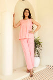 Pure Cotton Baby Pink Pleated Sleeveless Co-ord Set GulaboSitabo
