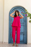 Pure Cotton Pink Pleated Sleeveless Co-ord Set