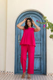 Pure Cotton Pink Pleated Sleeveless Co-ord Set GulaboSitabo