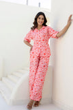 Peach Abstract Floral Printed Co-ord set GulaboSitabo