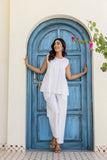 Pure Cotton White Pleated Sleeveless Co-ord Set