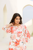 Off White Floral Printed Night Wear Co-ord set