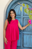 Pure Cotton Pink Pleated Sleeveless Co-ord Set GulaboSitabo