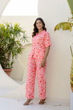 Peach Abstract Floral Printed Co-ord set GulaboSitabo