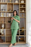 Pure Cotton Green Loop Button Shirt Co-ord Set GulaboSitabo