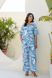 Pacific Blue Printed Night Wear Co-ord set