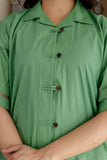 Pure Cotton Green Loop Button Shirt Co-ord Set