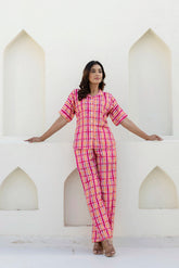 Candy checks Printed Night Wear Co-ord Set