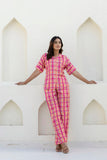 Candy checks Printed Night Wear Co-ord Set
