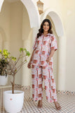 Floral Grid Printed Night Wear Co-ord Set GulaboSitabo