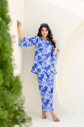 Purple Floral Printed Night Wear Co-ord Set GulaboSitabo